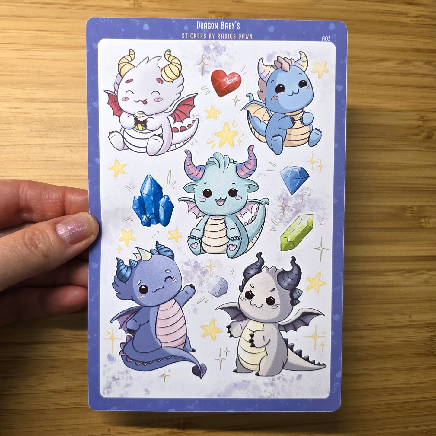 Stickers feuille détachable: Dragons Baby's A02