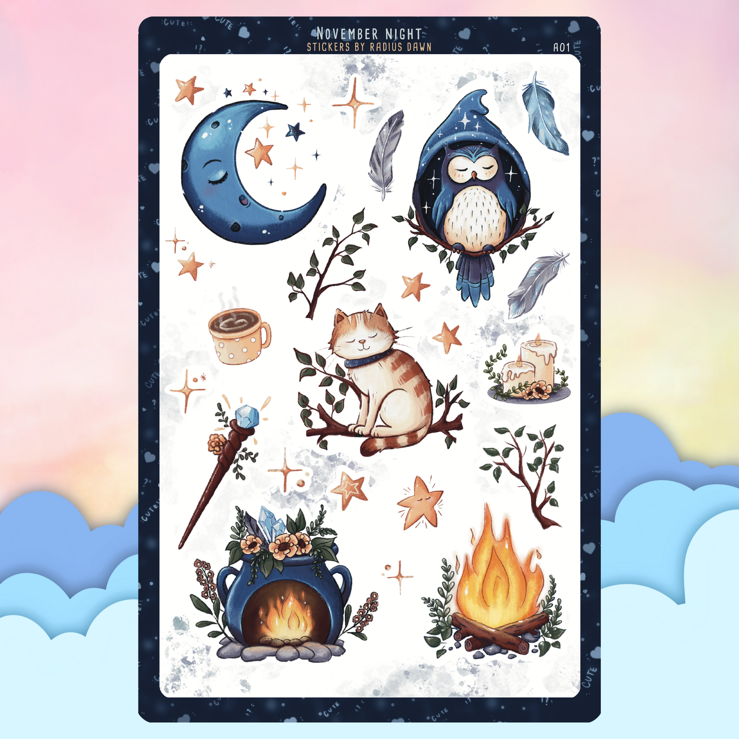 Stickers feuille détachable: November Night A01